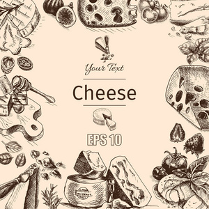 草绘的奶酪食品卡
