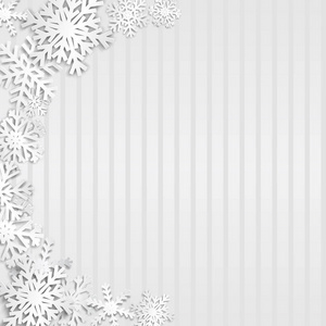圣诞插图与半圆的白色雪花与阴影条纹灰色背景