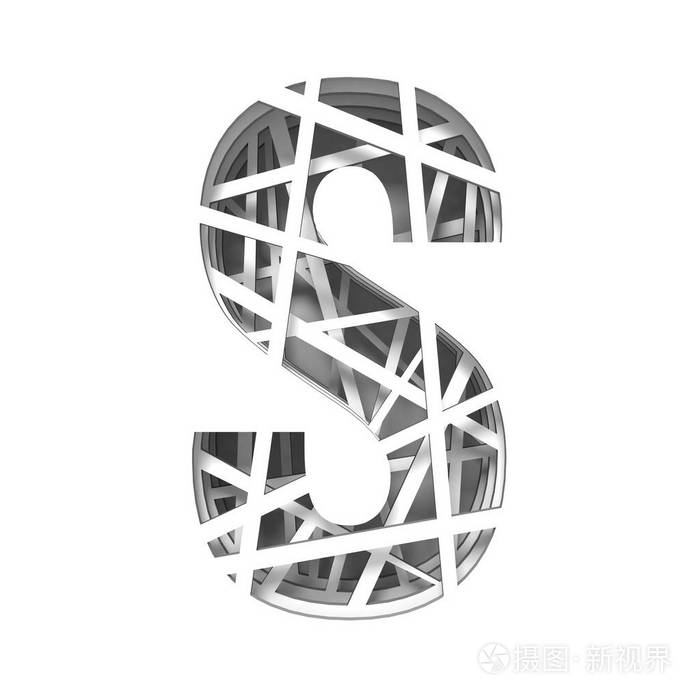 用纸剪出字体字母 s 3d