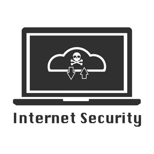 互联网安全黑色图标。矢量图网络犯罪安全概念
