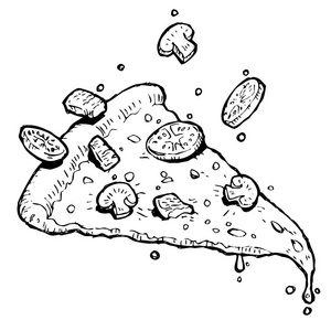 粗略片披萨在黑色和白色照片