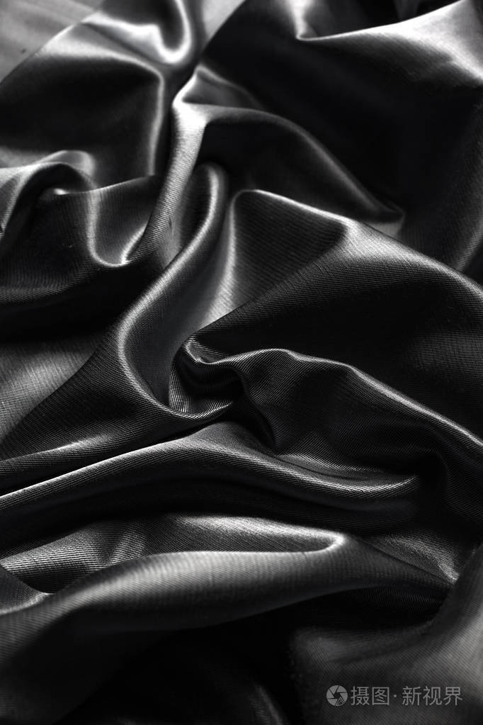纹理黑色丝绸面料背景