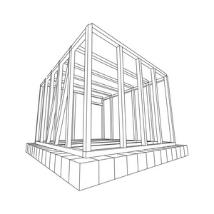 线框框架房子