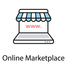 笔记本电脑设计像一个商店提供一个市场概念在网上世界