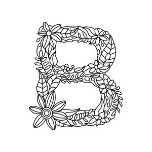 字母 b 着色书为成年人矢量的照片