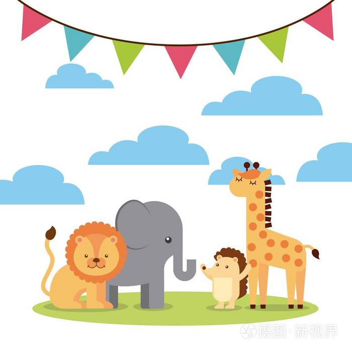 动物可爱的生日聚会庆祝插画-正版商用图片0qaduu-摄图新视界
