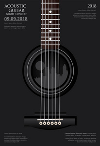 吉他音乐会海报背景模板矢量图图片