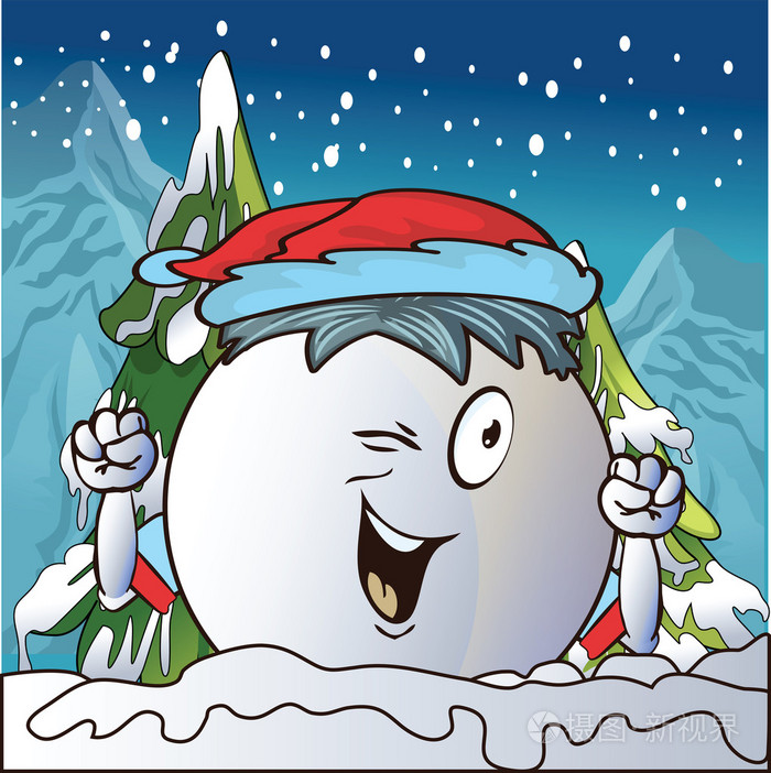 拟人化的雪球矢量