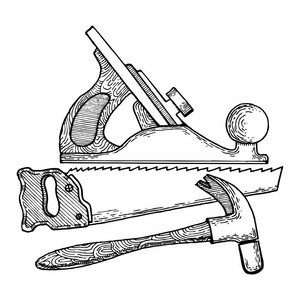木工工具雕刻风格矢量图片