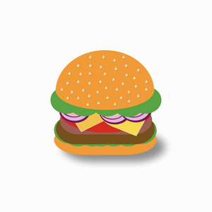矢量美丽美味的食品汉堡芝士三明治与鸡肉沙拉奶酪和轧辊的白色背景餐厅菜单徽标和广告