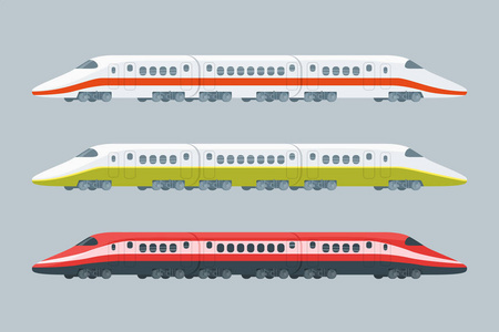 扁丝的现代化高速列车集合
