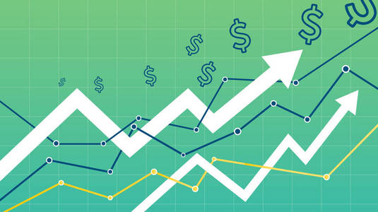 股票矢量图钱代表业务利润