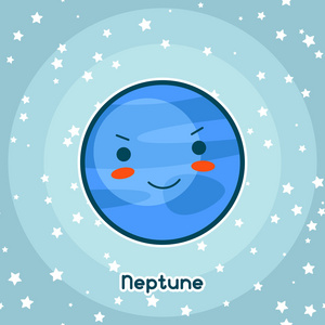 插图的卡通海王星在满天星斗的天空幼儿园幼儿学校教育与儿童涂鸦模式