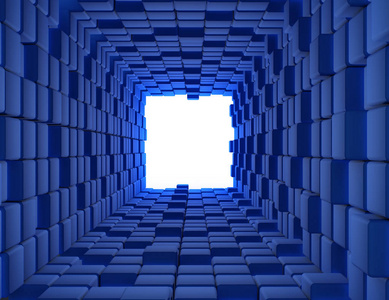抽象多维数据集背景隧道3d。3d 渲染插图