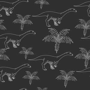 Lufengosaurus 粉笔无缝矢量图