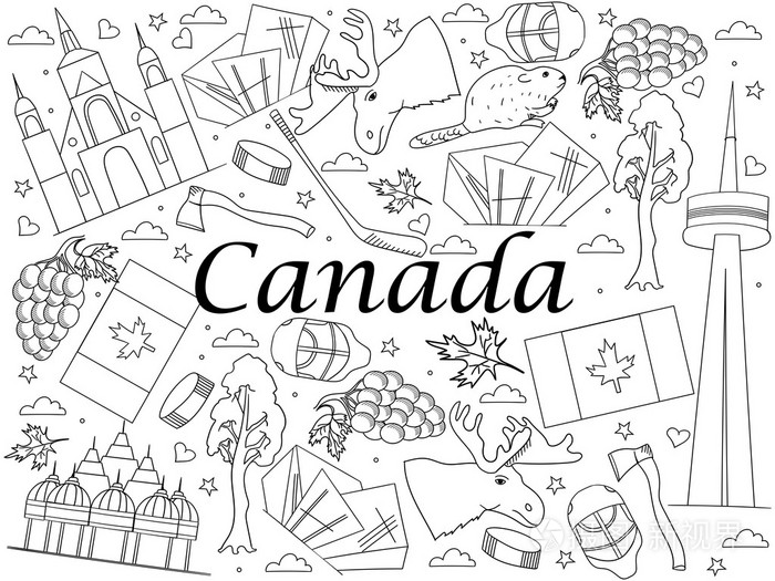 加拿大着色书矢量图插画-正版商用图片0qb5ee-摄图新视界