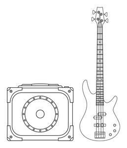 低音电吉他和放大器