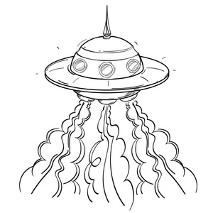 白色背景下的卡通风格 ufo照片