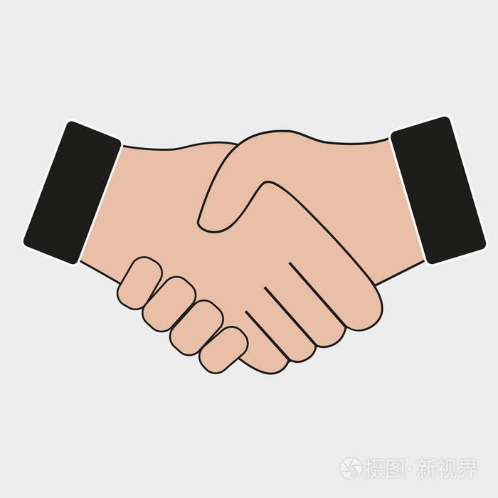 带有灰色背景的握手插画-正版商用图片0qbatl-摄图新视界