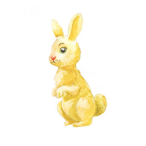 可爱的小兔子，例证以水彩，绘图的贴纸