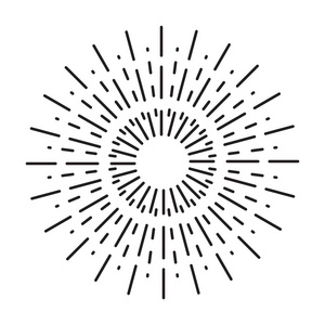 线性素描的老式 Sunbursts 或光线在时髦风格