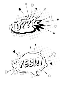 yes 按钮卡通漫画的人说 yesyes 和 no 按钮 3d.