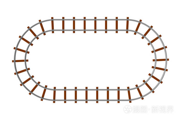 铁路轨道框架.在白色背景下被隔离.3d 矢量图.顶部视图