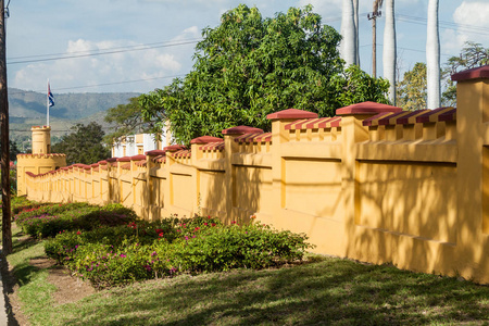 前 La Moncada 奥巴马的墙壁, 古巴历史的重要地方, 圣地亚哥 de 古巴