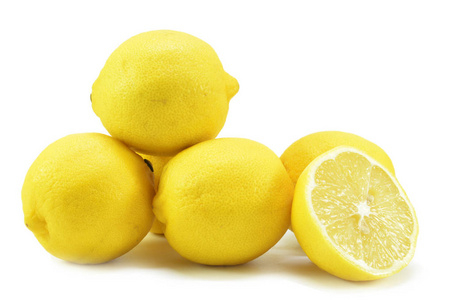 小组柠檬果子在白色背景图片