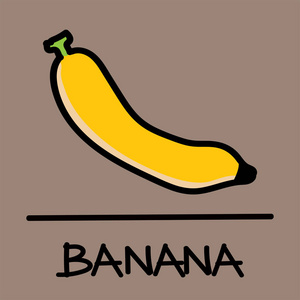 可爱的香蕉手绘风格，矢量图