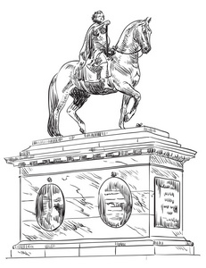 弗雷德里克 v 在骑马雕像, 在阿美琳堡广场在丹麦哥本哈根.