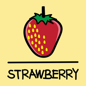 可爱草莓手绘风格，矢量图