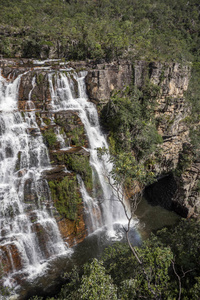 美丽的塞拉多瀑布的自然景观, Chapada dos Veadeiros, 戈亚斯州, 巴西中部