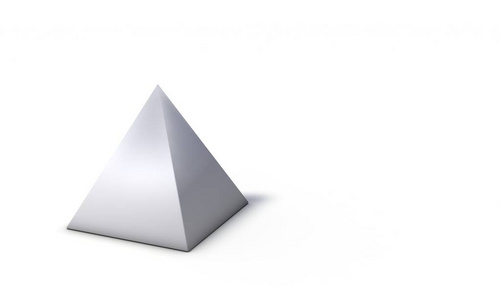 白色的 3d 渲染上孤立的金字塔模型