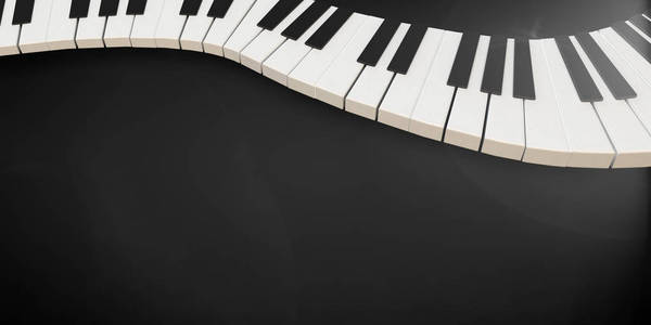 在流体的波浪式运动的钢琴键盘的 3d 渲染