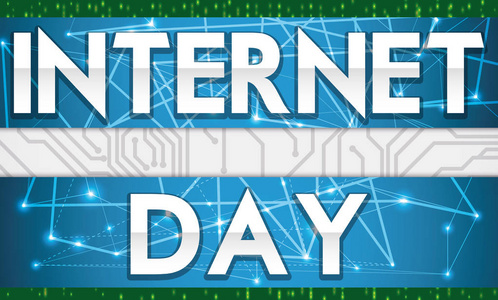 互联网一天设计与网络 电路和二进制代码，矢量图