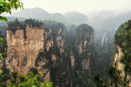 高大的山峰的袁家界