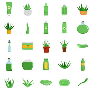 芦荟植物标志图标集, 平面风格