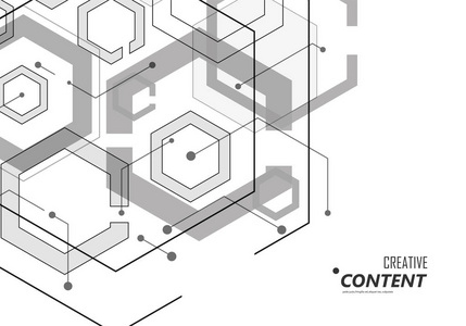 带连接点和线的六角几何设计