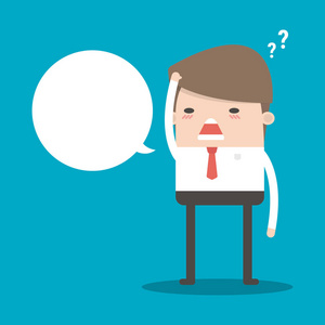 卡通矢量插画商人的疑惑与怀疑.eps 10照片