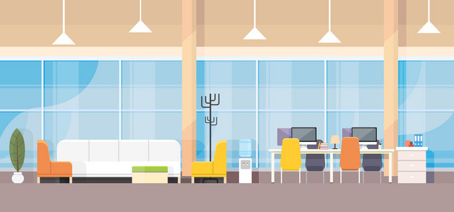 现代银行办公室室内工作场所桌平面设计照片