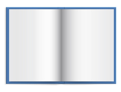 在精装书中打开一本空白纸的蓝皮书, 文本向量空间照片