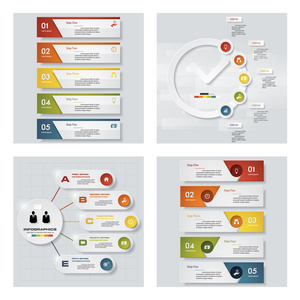 4 设计多彩的演示文稿模板的集合。矢量背景