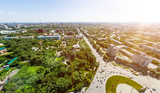 与空中城市景观 道路 房屋和建筑物