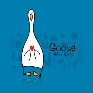 家禽鸡,鹅鸭子鸟和火鸡家庭英语字母表的第14个字母家鹅可爱的卡通