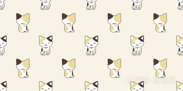 猫的无缝模式矢量小猫品种印花布分离壁纸背景插画 正版商用图片0qcx7c 摄图新视界