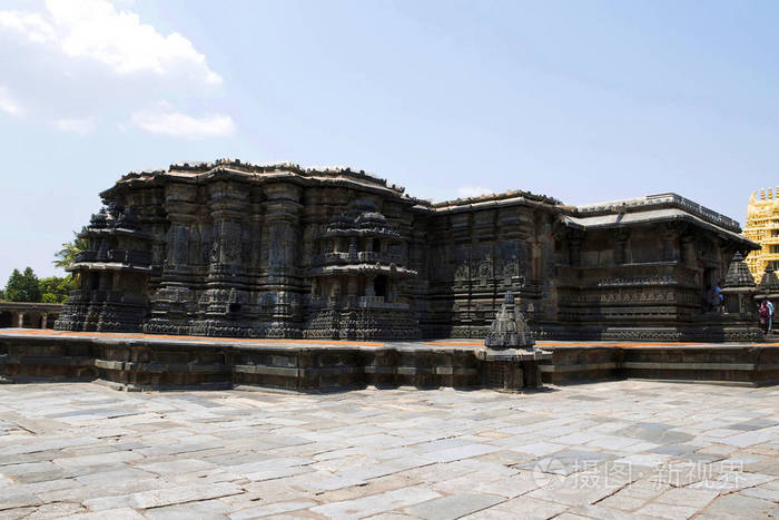 Chennakesava 寺, Belur, 卡纳卡, 印度从西南的看法