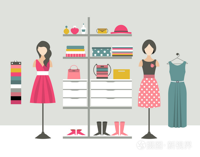 服装店.精品室内.平面设计矢量图