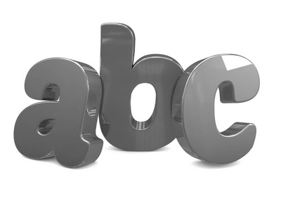 金属 abc 字母字母 3d 渲染图