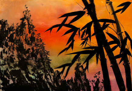 竹子山和日落